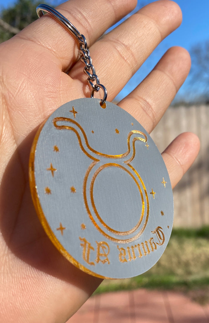 Leo Zodiac Keychain (Gold Mirrored Acrylic)