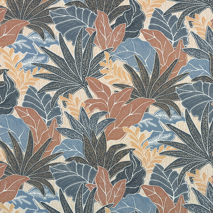 Tobago Leaf Fabric in Teak