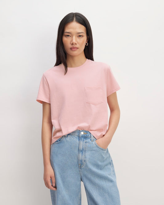The Box-Cut Tee in Essential Cotton | Rose Pink | Pocket