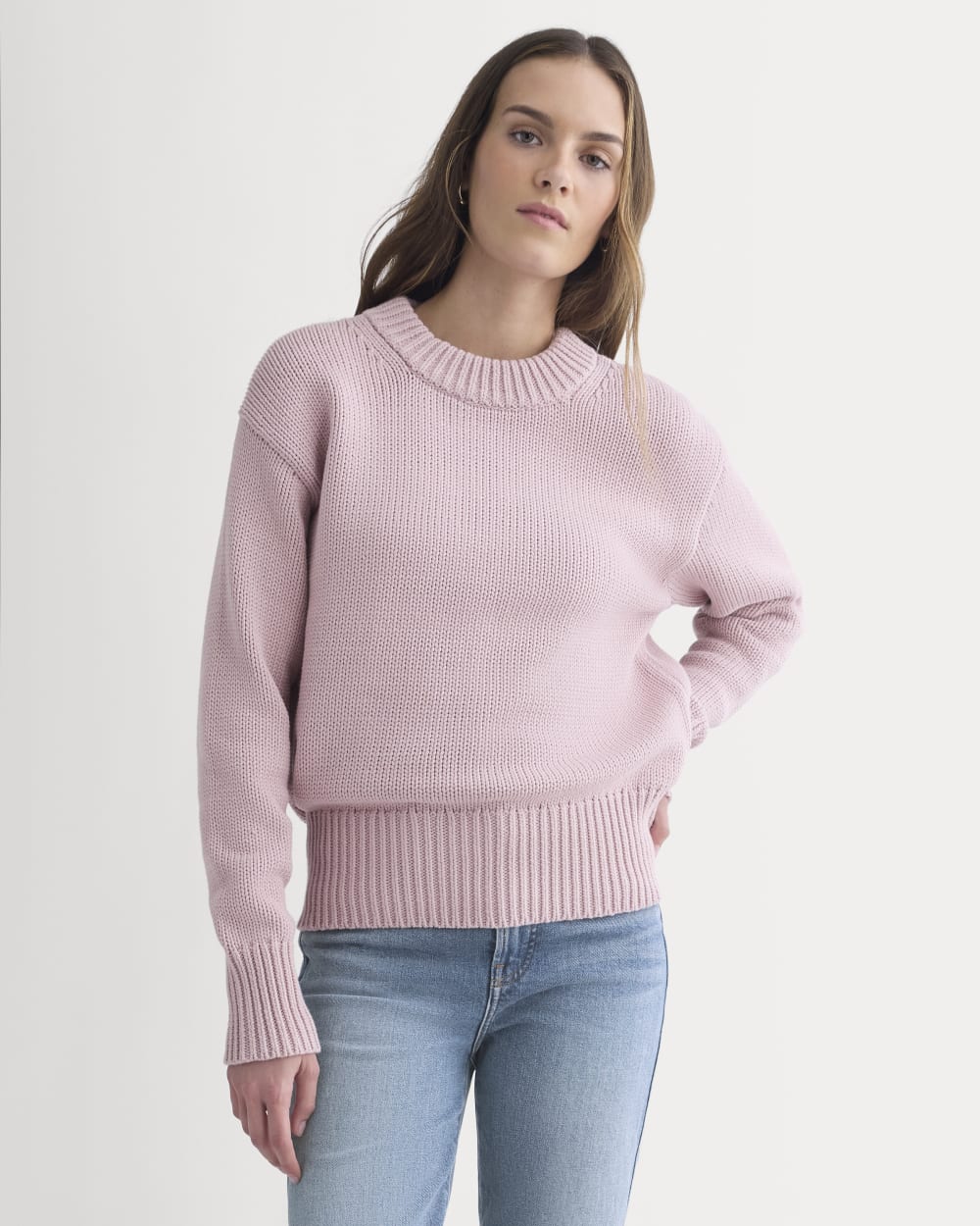 Oversized Cocoon Crew in Elevated Cotton | Burnished Lilac