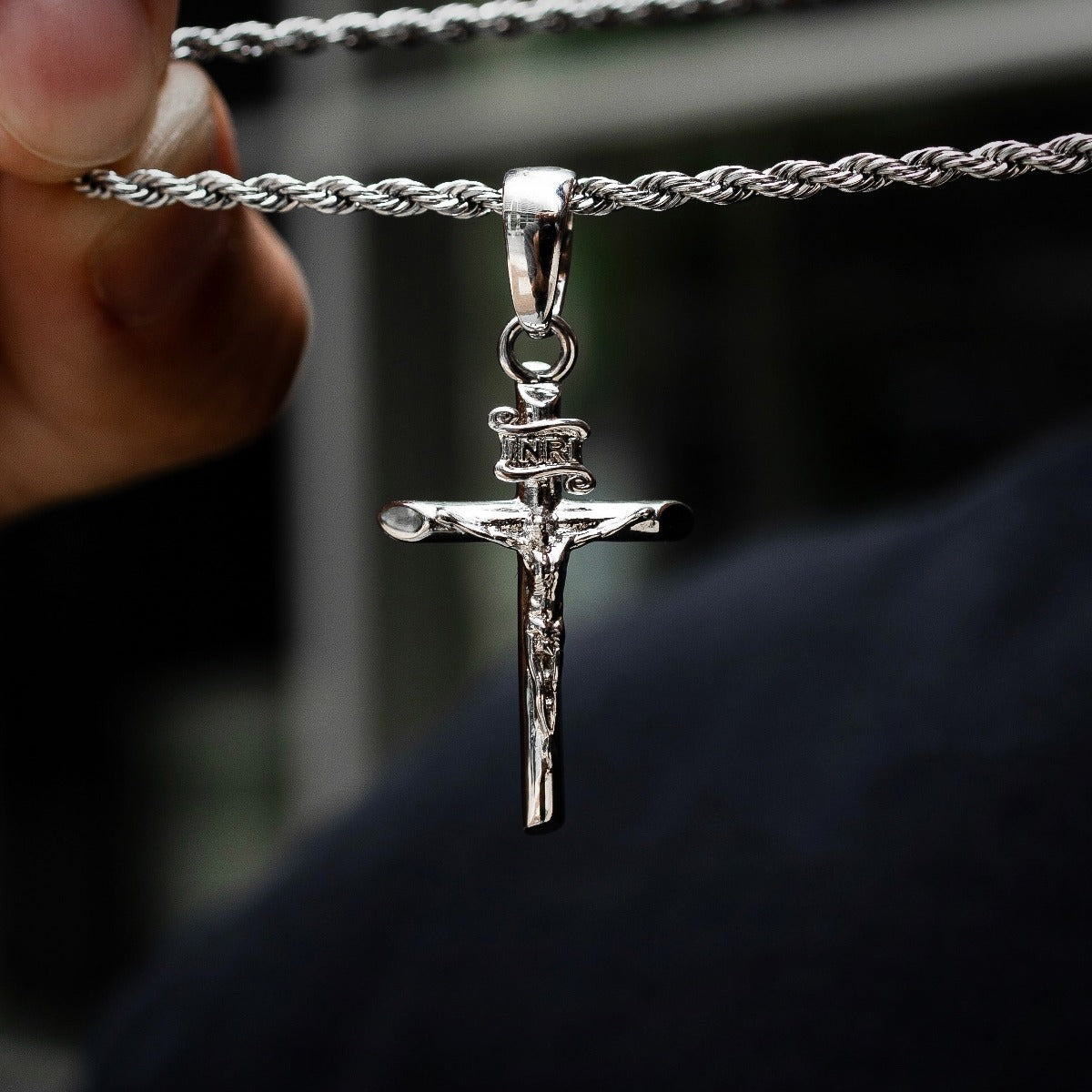 Crucifix Pendant in White Gold