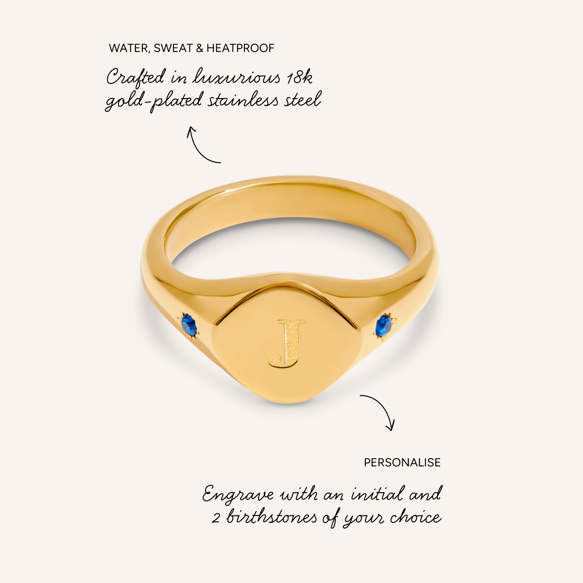 Written In The Stars Initial Signet Ring (Gold)