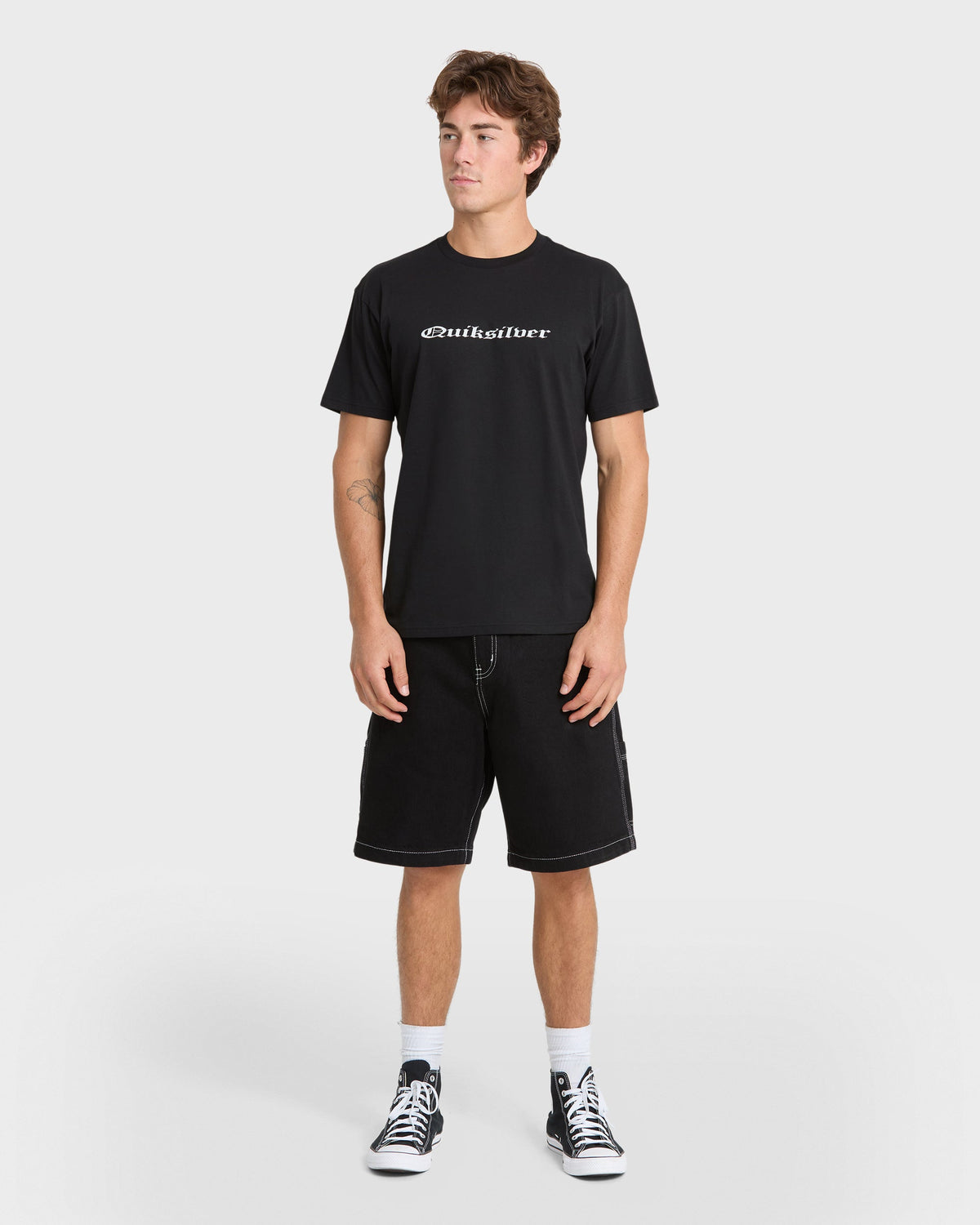 Chrome English Short Sleeve Knit T-Shirt - Black