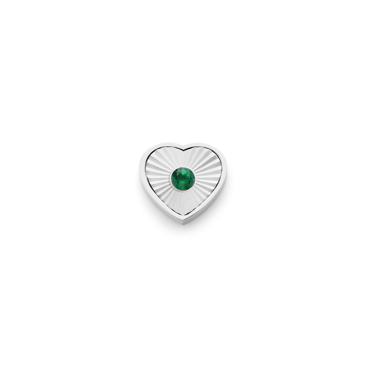 Textured Heart Charms (Silver) - Birthstone
