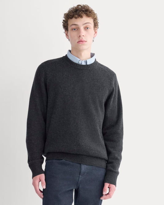 Midweight Cashmere Crew | Heathered Black