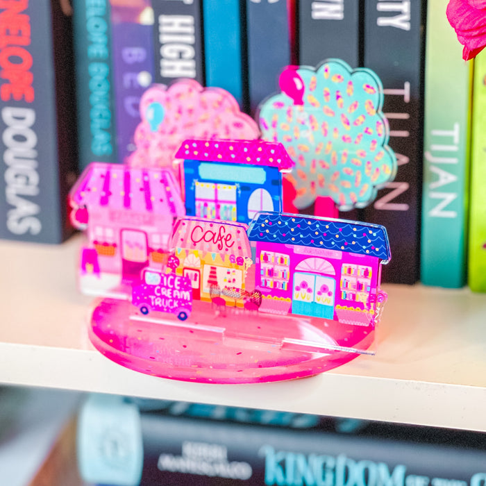 Book Lover's Lane ® Ice Cream Festival Acrylic Bookshelf Decor