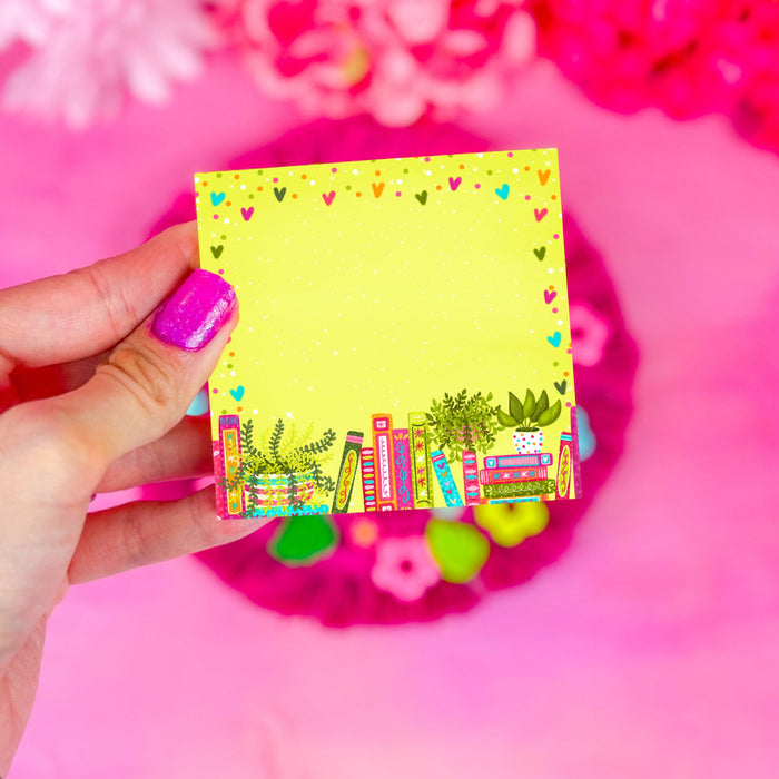 Botanical Bookshelf Sticky Notes 3" x 3”