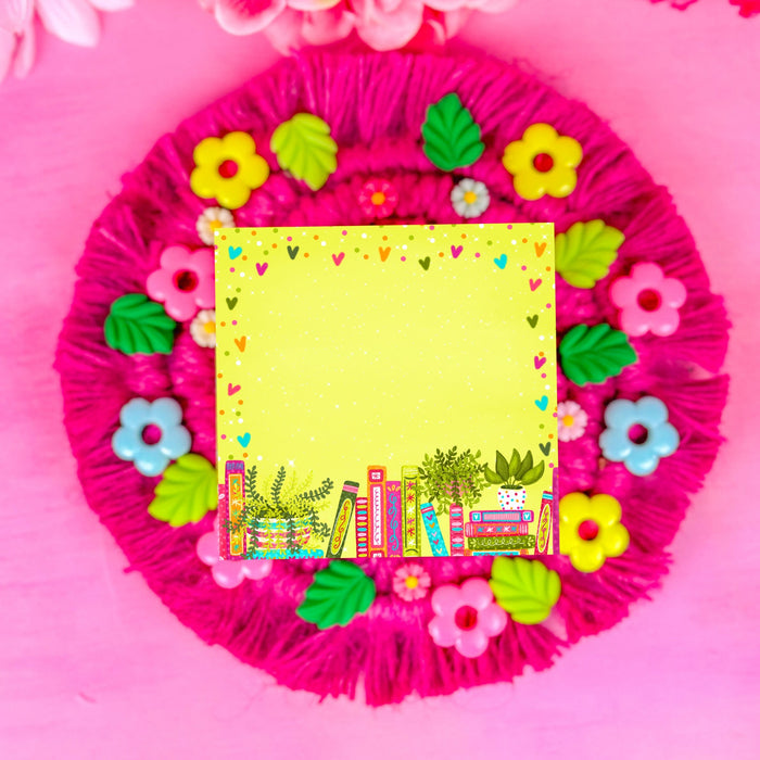 Botanical Bookshelf Sticky Notes 3" x 3”