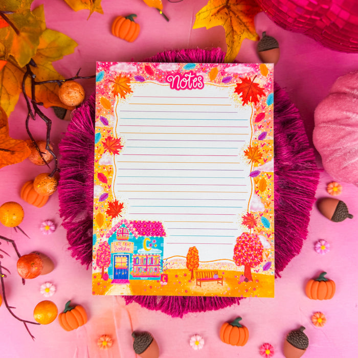 Fall Late Night Bookshop at Bookshop Avenue® Notepad 4.25" x 5.5"