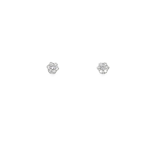 Flower Cluster Diamond Earrings .10cttw 10K White Gold