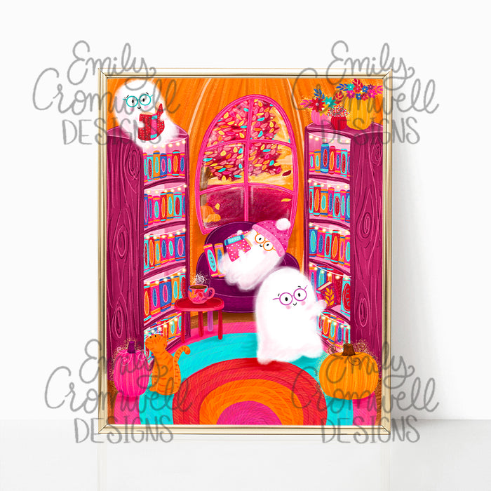 Inside the Pumpkin Library Art Print