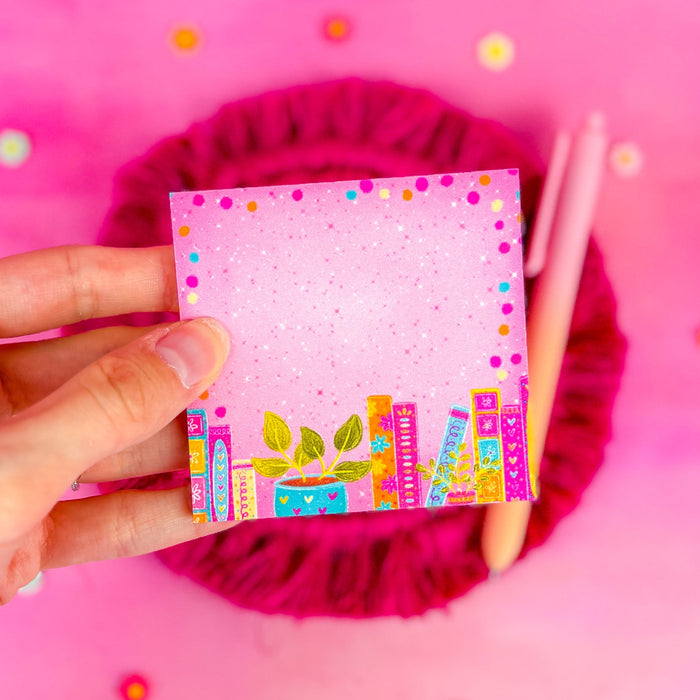 Plant Bookshelf Sticky Notes 3" x 3"