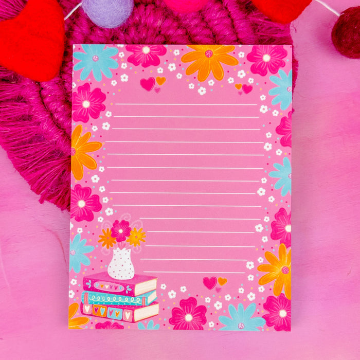 Romance Book Stack Notepad 4.25" x 5.5"