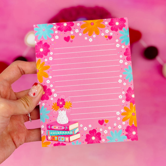Romance Book Stack Notepad 4.25" x 5.5"