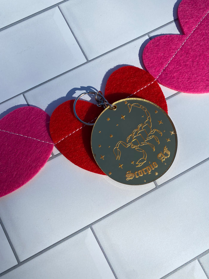 Scorpio Zodiac Keychain (Gold Mirrored Acrylic)