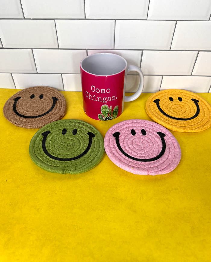 Smiley Face Coaster Set