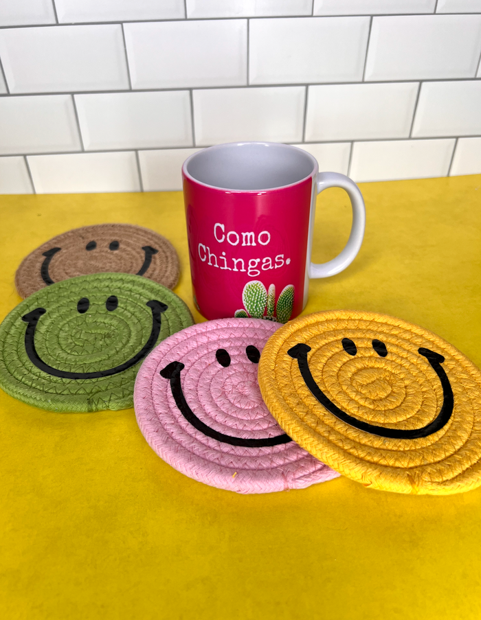 Smiley Face Coaster Set