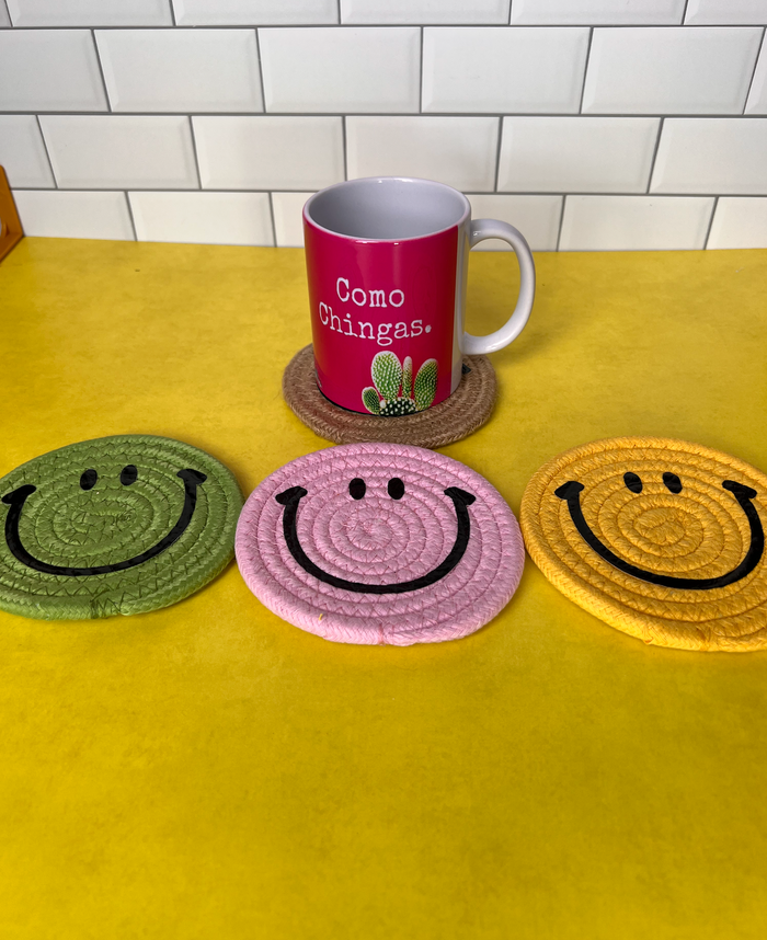 Smiley Face Coaster Set