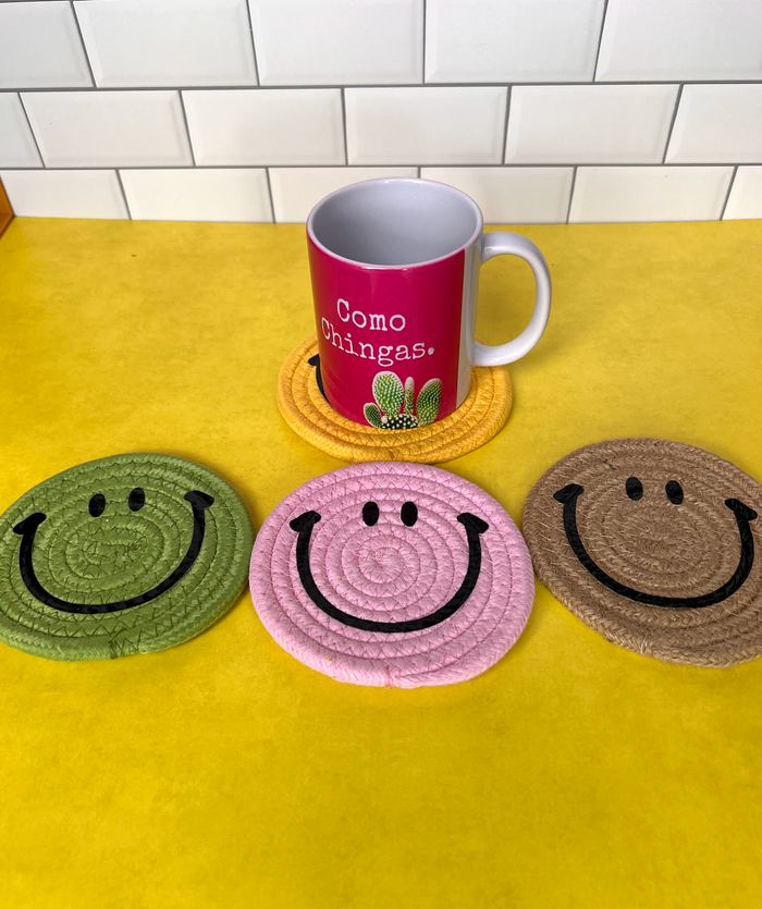 Smiley Face Coaster Set