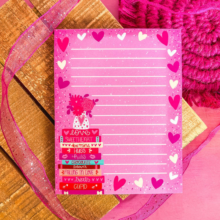 Valentine Book Stack Notepad 4.25" x 5.5"