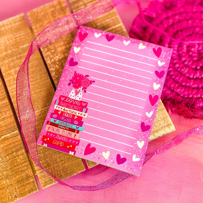 Valentine Book Stack Notepad 4.25" x 5.5"