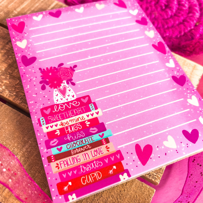 Valentine Book Stack Notepad 4.25" x 5.5"