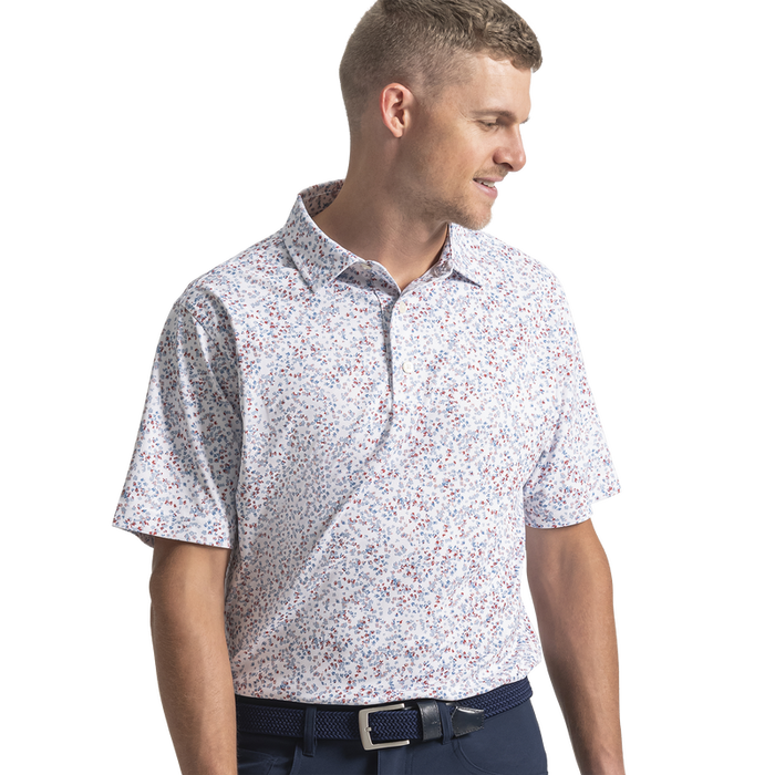 Watercolor Floral Pique - White / Blue / Nantucket Red