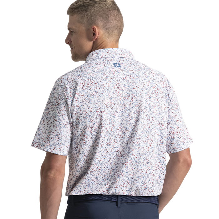 Watercolor Floral Pique - White / Blue / Nantucket Red